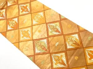 アンティーク　菱に向かい鶴模様織り出し袋帯（材料）